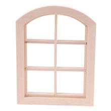 Ventana arqueada de madera en miniatura para casa de muñecas, modelo de muebles, accesorios, 1:12 2024 - compra barato