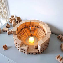 Bloques de construcción de madera de haya para niños, juguete educativo Montessori, Coliseo romano gigante, nórdico, 110 Uds. 2024 - compra barato