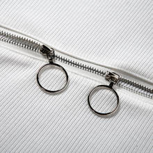 Viifaa Stand Collar O-Ring Zipper Front Rib-Knit White T Shirt 2020 Spring Streetwear Tee Women Long Sleeve Slim Crop Tops 2024 - buy cheap