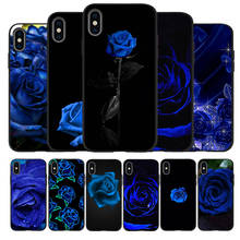 Blue rose art black Silicone Phone Case For iPhone 12 XR XS Max 5 5S SE 2020 6 6S PLUS 7 8 X 11Pro Max 11 Cover 2024 - buy cheap