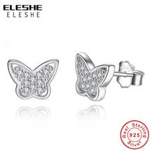 Pendientes de plata esterlina 925 auténtica para mujer, aretes con pasador de cristal, mariposa, Animal, joyería elegante, regalo 2024 - compra barato