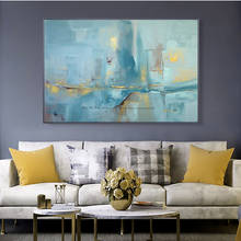 Abstract modern canvas wall art handmade contemporary famous artwork blue oil painting on canvas for livincag room decoration 2024 - buy cheap