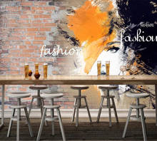 Papel de parede com mural 3d personalizado, parede de tijolos com estampa popular, tendência, pintada à mão, bar, sala de jantar, fundo 2024 - compre barato