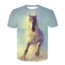 Camisa de cavalo com gola em o para homens e mulheres, camiseta 3d da moda, roupas de animais, tamanho grande, verão, imperdível, novo, 2021 2024 - compre barato