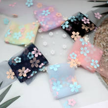 6cm 8cm 5Yard Colorful Cherry Blossoms Printed Mesh Ribbon Organza Flower Tulle Fabric DIY Headbands Weddding Birthday Gift Wrap 2024 - buy cheap