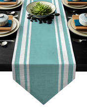 Caminos de mesa sencillos con textura lisa, caminos de mesa con líneas modernas de colores a rayas, para el hogar 2024 - compra barato