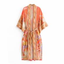 Женское пляжное кимоно с принтом Русалочки Fitshinling, богемное облегающее платье с карманами, большие размеры, Сексуальный Кардиган с длинным рукавом 2024 - купить недорого