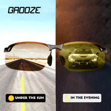 GAOOZE 2020 поляризационные фотохромные солнцезащитные очки для мужчин, очки для водителей, очки дневного и ночного видения, овальные очки для вождения, желтые Óculos 2024 - купить недорого