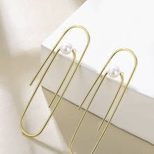 Lost Lady Retro Simulated Pearl Statement Earrings Long Gold Color U Pin Metal Drop Earrings Wholesale Jewelry Women Party Gift 2024 - buy cheap