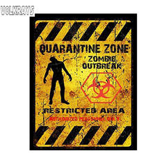 Volkrays Funny Car Sticker Quarantine Zone Zombie Outbreak Accessories Reflective PVC Decal for Golf 5 Kia Ceed Passat,18cm*10cm 2024 - buy cheap