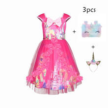 Criança meninas vestidos de unicórnio bebê meninas aniversário vestidos de princesa de casamento roupas crianças menina bebê fantasia de cosplay 2024 - compre barato