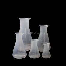 Frasco triangular de plástico, frasco de cone trompete, recipiente plástico usado para experimentos de laboratório, capacidade 50/100/250/500/1000 ml 2024 - compre barato