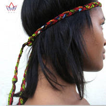 BRW Boho Chic African Print Knot Hair Band Lariat Three Strand Braided Hair Accessories African Wax Print Fabric Headbands WYX18 2024 - buy cheap