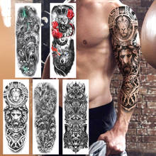 BAOFULI Cruel Lion King Of Beast Temporary Full Arm Tattoo Sticker For Men Women Fake Wolf Tattoos Body Art Waterproof Tatoos 3D 2024 - buy cheap