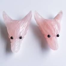 Wholesale 2pcs/lot Fashion good quality pink natural  stone Carved Wolf Head shape Pendants for Necklace jewelry making free 2024 - buy cheap