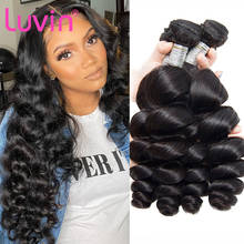 Luvin-mechones de pelo brasileño ondulado, extensiones de cabello 100% humano, color negro Natural, 30, 32 y 40 pulgadas, 1, 3 y 4 mechones 2024 - compra barato
