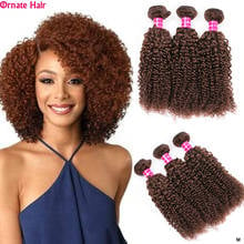 Short Kinky Curly Bundles Pre-Colored Peruvian Hair Bundles Non-Remy Human Hair Weave 3/4pcs/lots Middle Ratio 2024 - buy cheap