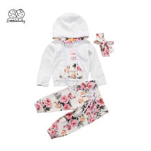 Infant Baby Girls Outfit Clothes Tracksuit Pockets Warm Floral Print Hooded Tops+Leggings Pants Set 2024 - buy cheap