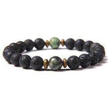 Men Bracelets Natural Black African Turquois Volcanic Lava Stone Beads Bracelet Buddhism Spacer Charm Pulsera Women Yoga Jewelry 2024 - buy cheap