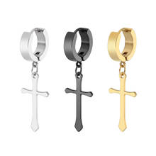 New Crosses Pendant Earring Black Gold Stainless Steel Ear Hoop Ear Clip for Men Women Pun Rock Hip Hop Cross Earrings Jewelry 2024 - buy cheap