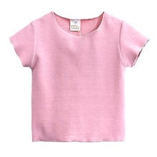 Camiseta de manga corta para niña, de Color sólido Camiseta de algodón, ropa para niño, ropa para bebé 2024 - compra barato