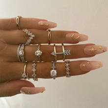 10 Pcs/Set Women Bohemian Rings Set Fashion Crystal Arrow Geometric Gems Finger Ring Lady Glamour Party Wedding Jewelry 2024 - buy cheap