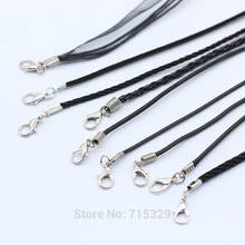 10p 1.5/2/2.6/3mm Ribbon leather Adjustable Braided Rope necklace charm pendant findings Lobster Clasp string Cord 430mm long 2024 - buy cheap