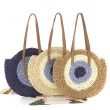 Women Handmade Woven Rattan Bags Round Straw Shoulder Crossbody Bag Ladies Circular Totes Summer Casual Beach Travel Handbag New 2024 - buy cheap
