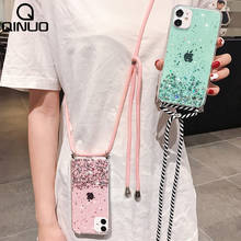 Bling Glitter Sequin Clear Case For iPhone 13 11 Pro Max 12 XS SE2 X XR 8 7 6 S Plus Soft TPU Cover+Shoulder Strap Lanyard Rope 2024 - buy cheap