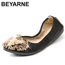 BEYARNE2019 Crystal Flats Ballet Flat Shoes Rhinestone Women Spring Autumn Butterfly Pointed Toe Golden Shoes LoafersE902 2024 - buy cheap