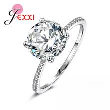 Simple Luxury 925 Sterling Silver Wedding Ring Clear AAA Cubic Zirconia Finger Rings for Women Engagement Jewelry Gifts 2024 - buy cheap