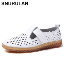 SNURULANGenuine Leather Women Flat Shoes Summer Casual Female Loafers Hook & Loop Ladies Flats Shoes Woman 2024 - buy cheap