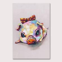 Mintura Hand Painted Cute Little Piggy Animal Oil Painting on Canvas Modern Wall Picture For Living Room Home Decor Abstract Art 2024 - buy cheap