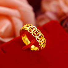 Moda coreana feminino anel para casamento noivado jóias amarelo ouro desenho casal anéis cor de ouro jóias presentes de aniversário 2024 - compre barato
