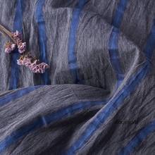 Классический синий и белый полосатый Весна и лето платье рубашка Одежда Ткань высокого класса льняная ткань 2024 - купить недорого