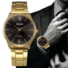 Роскошные золотые мужские часы, Модные Аналоговые кварцевые наручные часы из нержавеющей стали, повседневные мужские деловые наручные часы, мужские часы 2024 - купить недорого