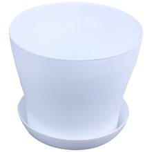 Plastic Plant Flower Pot Planter With Saucer Tray Round Gloss Home Garden Decor, White Upper Caliber -, 17cm / 6.69" 2024 - buy cheap