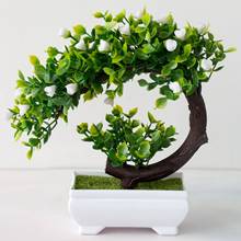 Bonsai artificial de plástico artificial, flor de plantas falsas, decoração para casa de casamento, jardim, hotel, em vaso 2024 - compre barato