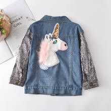 Unicorn Denim Jacket for Girls Coats Children Clothing Autumn Baby Girls Clothes Outerwear Jean Jackets & Coats for Child Girls 2024 - buy cheap