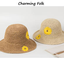 Соломенная шляпа женская, с цветочным принтом, 2021 2024 - купить недорого