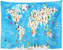 Mapa del mundo de animales de dibujos animados de todo el mundo, gran juego educativo, tapiz magnético, decoración del hogar, colgante de pared 2024 - compra barato