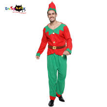 Eraspooky Men's Santa Claus Costume Christmas Elf Cosplay Adult New Year Carnival Party Outfit Top Pants Hat 2024 - buy cheap