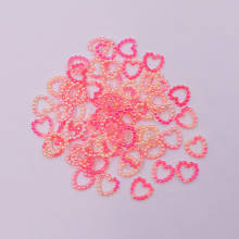 100 шт 11 мм радужные бусины в форме сердца ABS имитация жемчуга для вечерние Конфетти украшения DIY Скрапбукинг 2024 - купить недорого