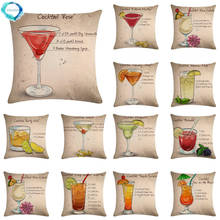 Cocktail Cotton Linen Cushion Cover Martini Tequila Print Pillowcase Creative Home Decor for Sofa Chair Couch Pillow Decorative 2024 - buy cheap