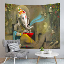 Tapiz de estatua de Buda indio para colgar en la pared, tapices de tela del Señor Ganesha, alfombra psicodélica de Yoga, decoración del hogar 2024 - compra barato