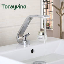 Torayvino-grifo para lavabo de baño, mezclador de agua cromado brillante con montaje en cubierta, de un solo Mango, nuevo 2024 - compra barato