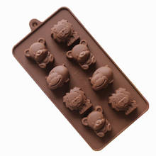 Molde de silicone de bolo, molde de chocolate frio diy, sabonete artesanal, 8 pequeno urso leão hippo animal 2024 - compre barato