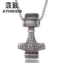 Aço inoxidável punk nórdico viking colar masculino thor martelo pingentes colares viking corrente jóias homem acessórios pd0049 2024 - compre barato