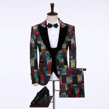 Terno masculino floral 2020, roupa para homens, smoking com 3 peças, traje para casamento personalizado (jaqueta + calça + colete) 2024 - compre barato