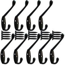 9 Pack heavy duty Coat Hooks Wall Mounted for Hat hardware Dual Prong Retro Coat Hanger with 20 Screws Black Color 2024 - buy cheap